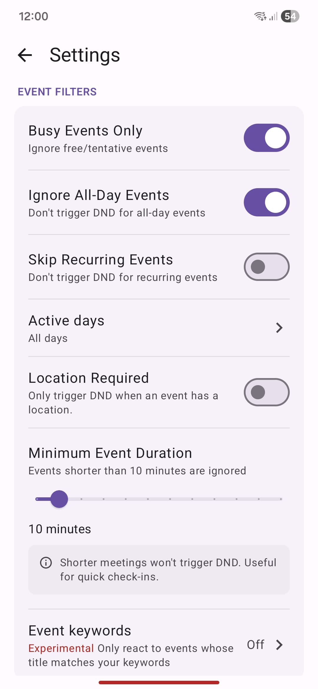 Personalized event filters